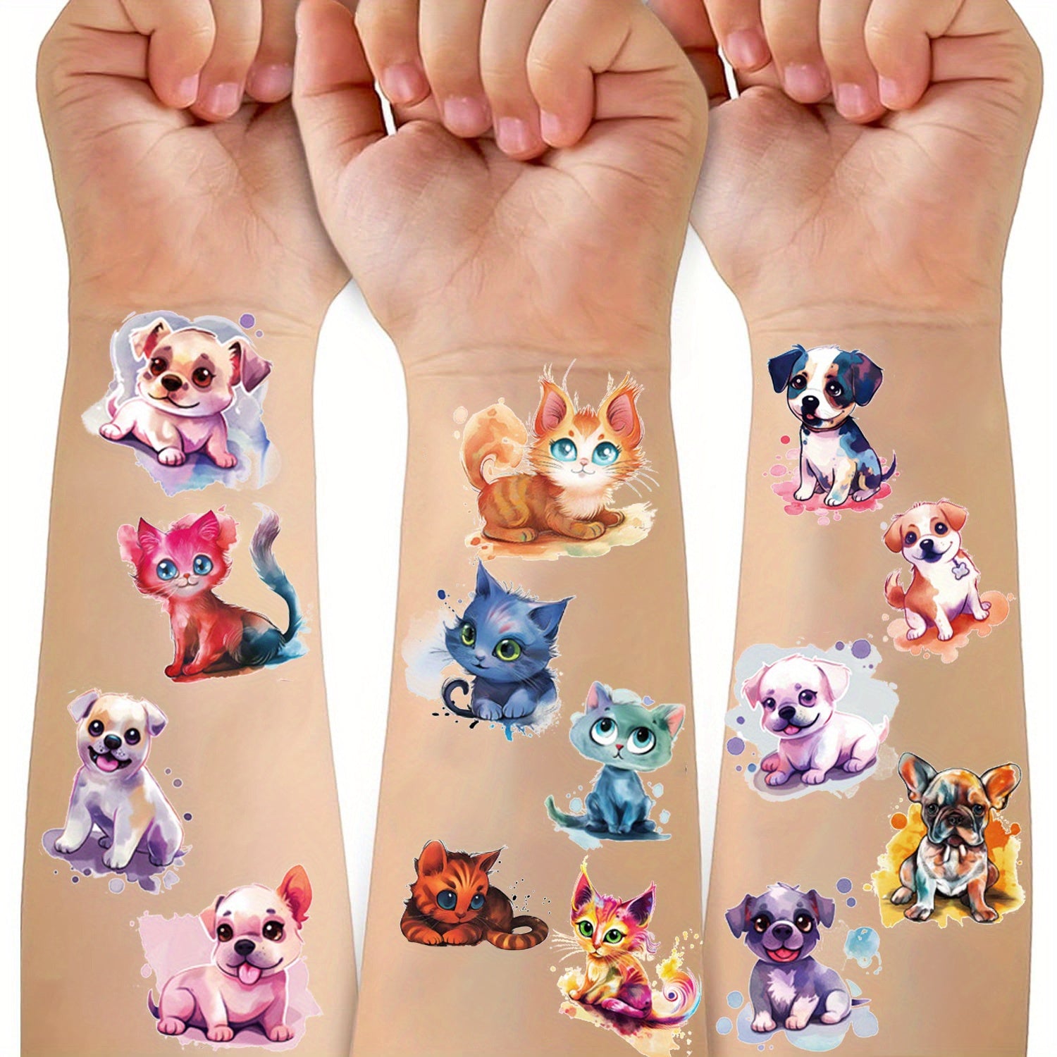 10 Sheets Dog and Cat Tattoo Patch Tattoo Sticker Waterproof Long Lasting