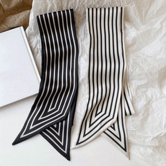 Striped Satin Ribbon Scarf Minimalist Style Long Narrow Versatile Accessory