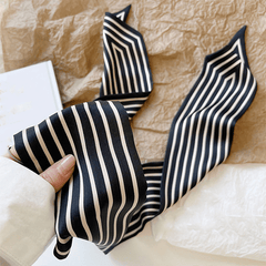 Striped Satin Ribbon Scarf Minimalist Style Long Narrow Versatile Accessory