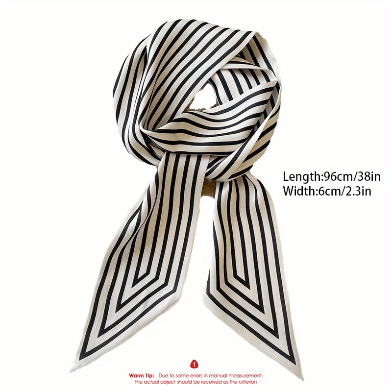 Striped Satin Ribbon Scarf Minimalist Style Long Narrow Versatile Accessory