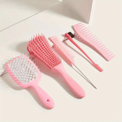 5 Piece Hair Brush Set with Scalp Massage Comb for All Hair Types