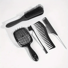 5 Piece Hair Brush Set with Scalp Massage Comb for All Hair Types