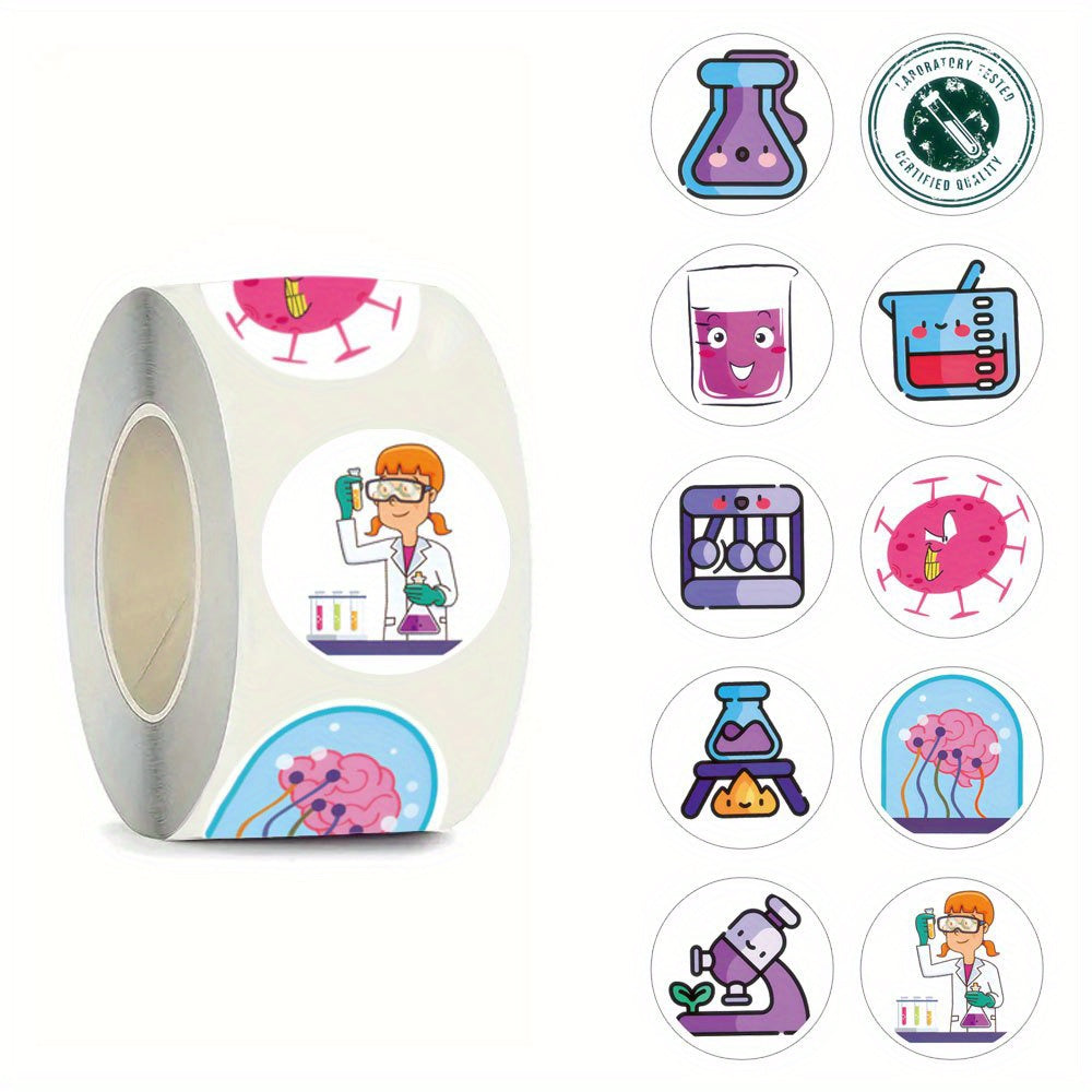 Chemistry Cartoon Stickers Scientists Circular Design