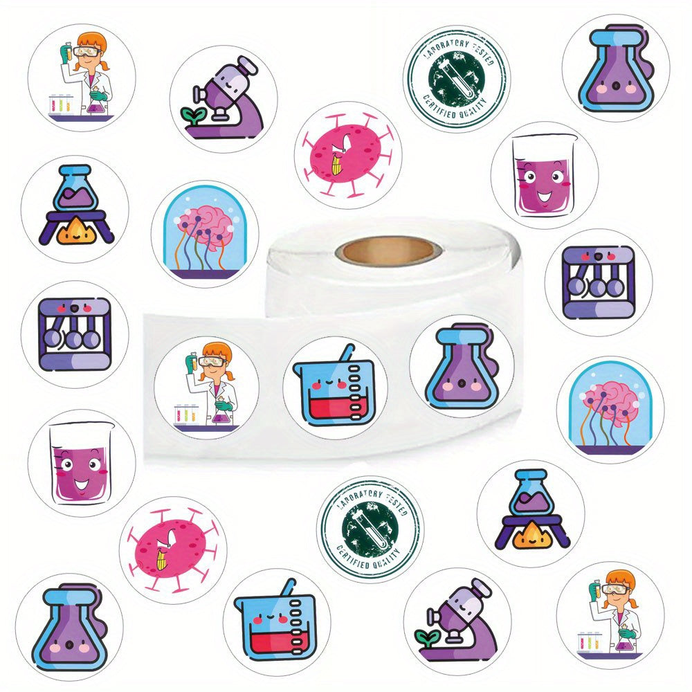 Chemistry Cartoon Stickers Scientists Circular Design