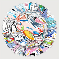 50pcs Cartoon Airplane Stickers for DIY Scrapbooking Water Bottles & Laptops