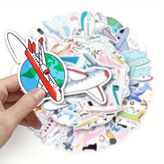 50pcs Cartoon Airplane Stickers for DIY Scrapbooking Water Bottles & Laptops
