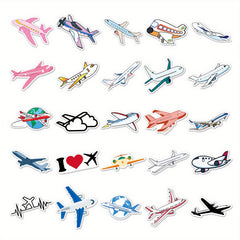 50pcs Cartoon Airplane Stickers for DIY Scrapbooking Water Bottles & Laptops