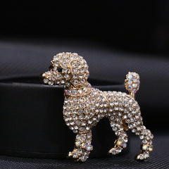 Vintage Small Dog Pin Brooch with Rhinestones in Earth Campus Pattern