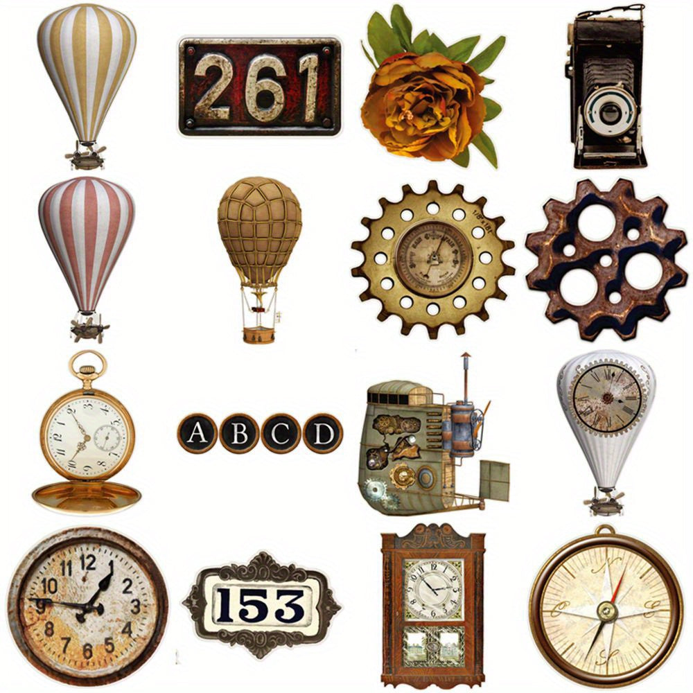 50pcs Vintage Secretary Stickers Timepieces Boo
