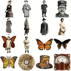 50pcs Vintage Secretary Stickers Timepieces Boo