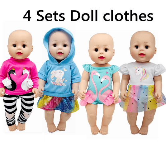 4 Sets Animal Print Doll Dress Clothes Outfits for 15-18 Inch Dolls