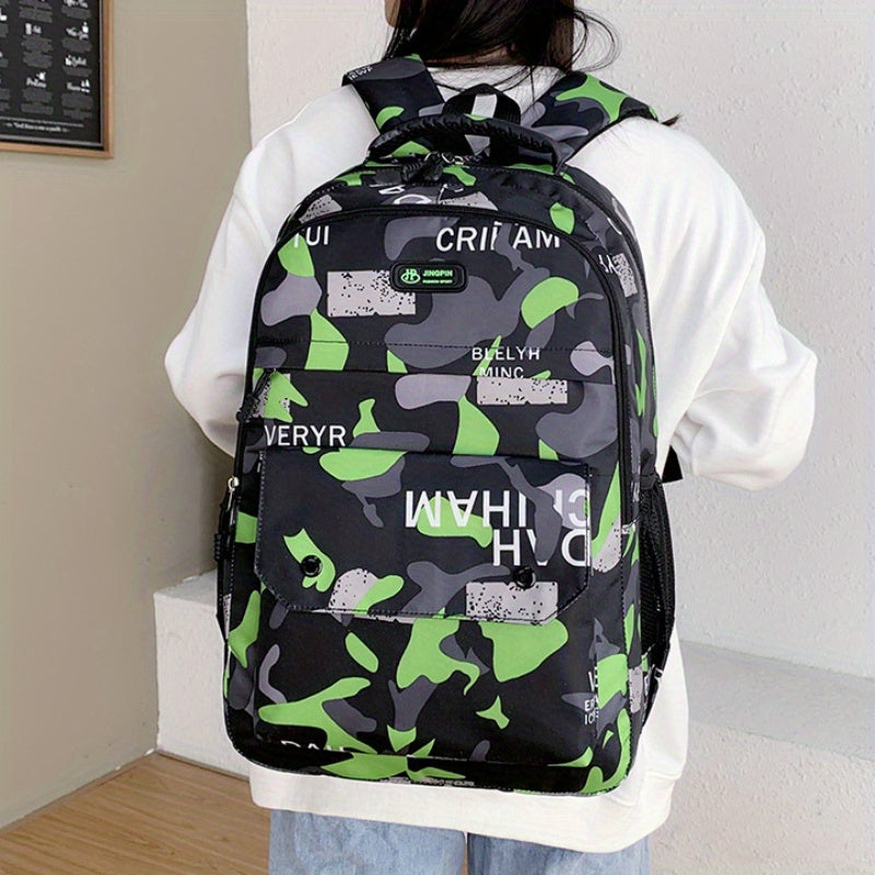 Camouflage Print Backpack for Junior High and High School Students