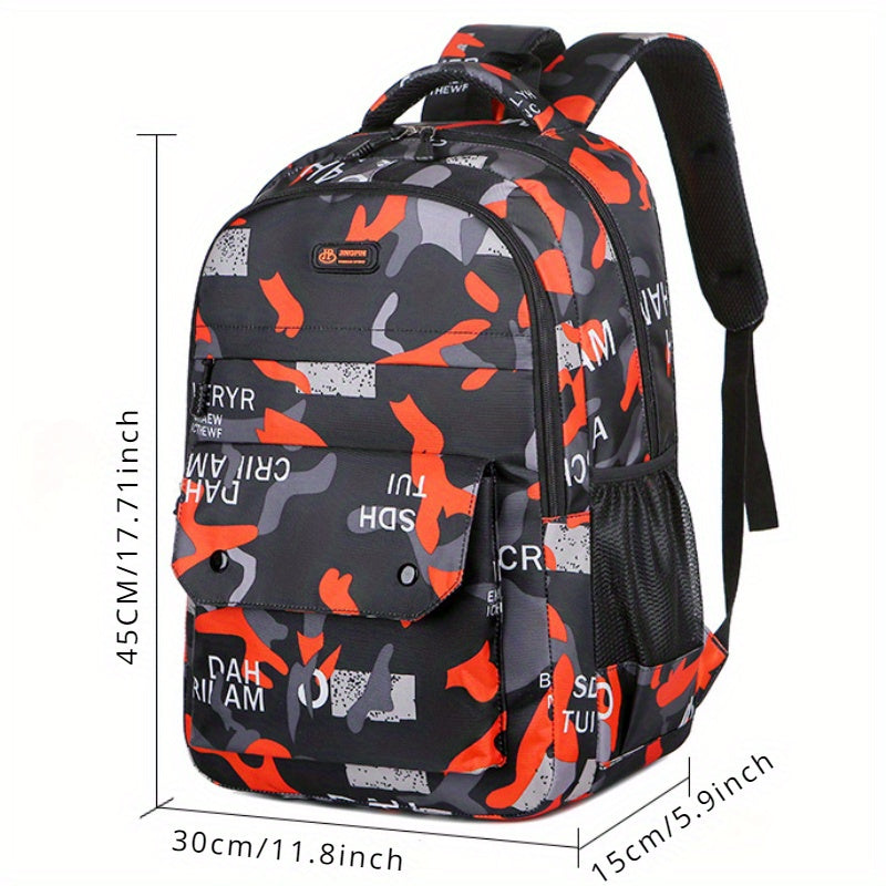 Camouflage Print Backpack for Junior High and High School Students