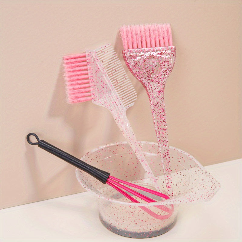 Hair Styling & Highlight Set: Dyeing Comb & Brush, Pearl Handle, Soft Bristles