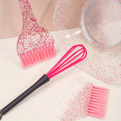 Hair Styling & Highlight Set: Dyeing Comb & Brush, Pearl Handle, Soft Bristles