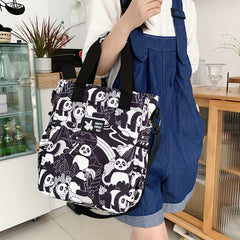 Cat Print Canvas Messenger Bag Laptop Shoulder Tote Handheld Carry Bag