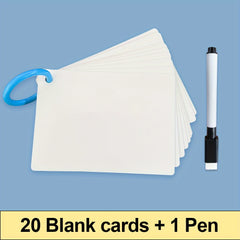 20pcs Double Sided Blank Flash Cards Dry Erase Waterproof Glossy Finish