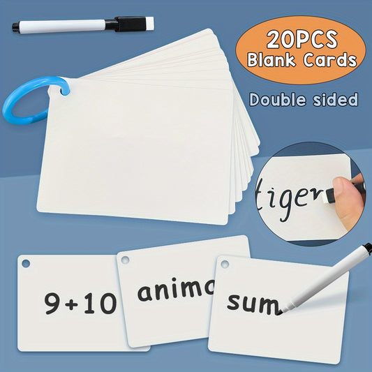 20 Pack LACHILLY Reusable Flash Cards Double Sided Dry Erase DIY Vocab