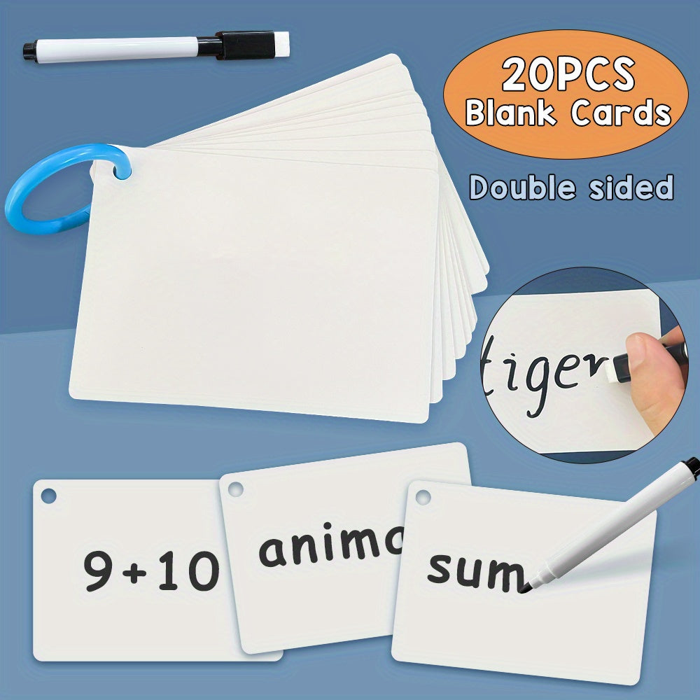 20 Pack LACHILLY Reusable Flash Cards Double Sided Dry Erase DIY Vocab