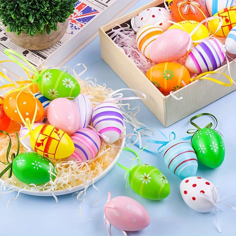 12pcs Easter Egg Charms Set - Assorted Patterns for Party Decorations