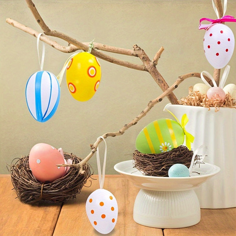 12pcs Easter Egg Charms Set - Assorted Patterns for Party Decorations