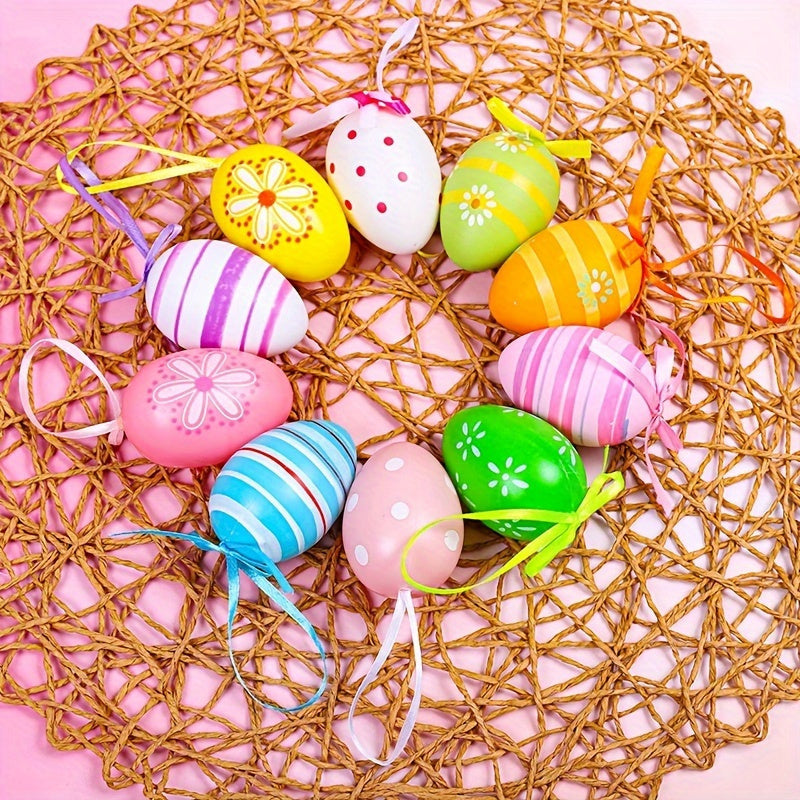 12pcs Easter Egg Charms Set - Assorted Patterns for Party Decorations