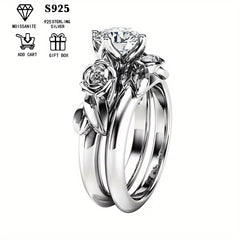 Moissanite Rose Flower Stacking Rings S925 Sterling Silver