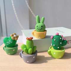 4pcs Resin Cactus Landscape Desk Decor Succulent Figurines Home & Car Ornaments