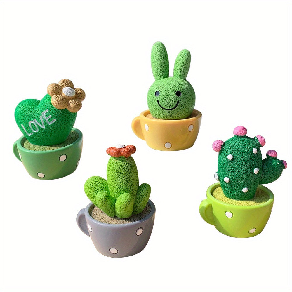 4pcs Resin Cactus Landscape Desk Decor Succulent Figurines Home & Car Ornaments