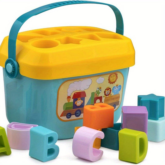 Colorful Alphabet & Shape Sorter Toy with Storage Box
