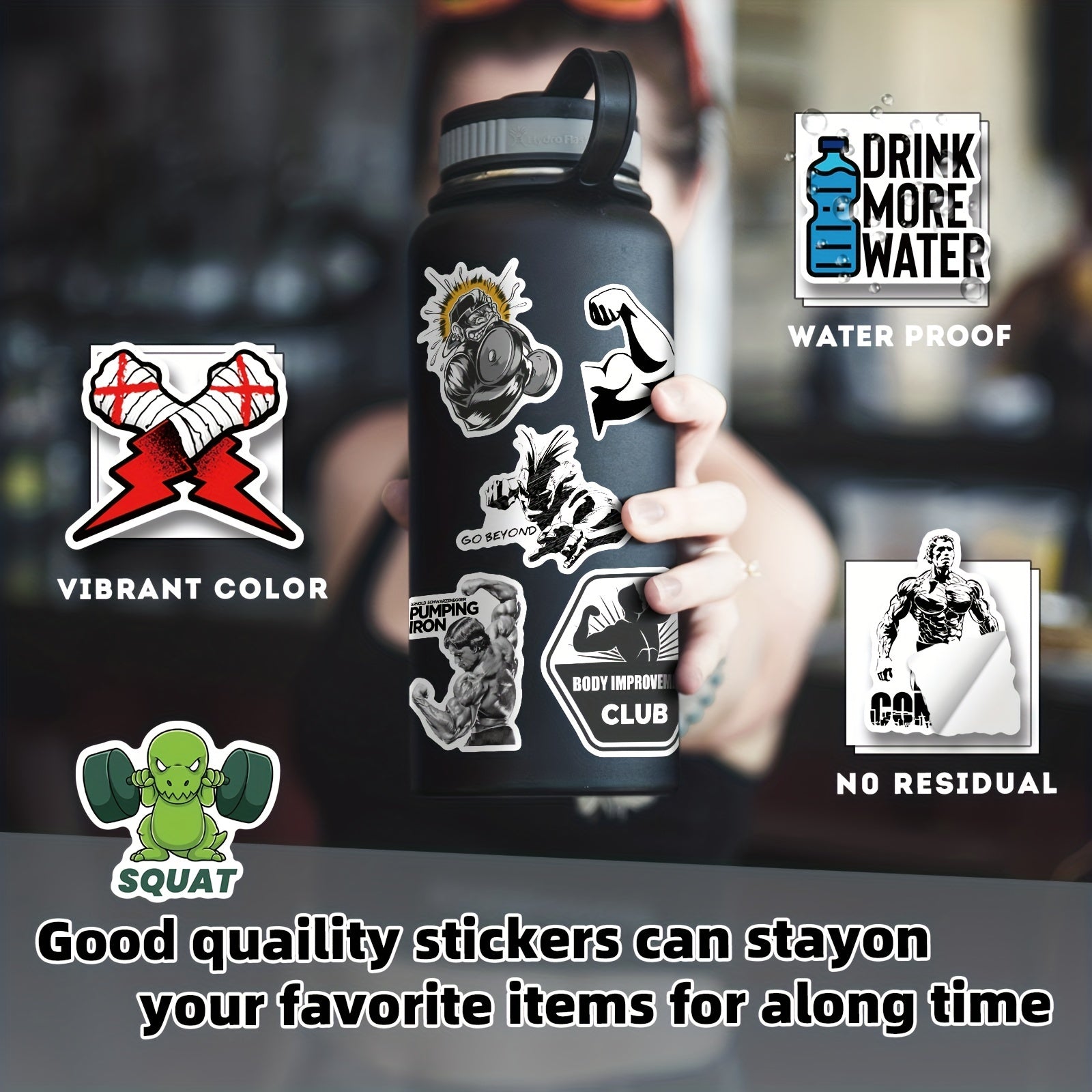 150pcs Gym Stickers For Water Bottle Wrestling Sticker For Adults Men