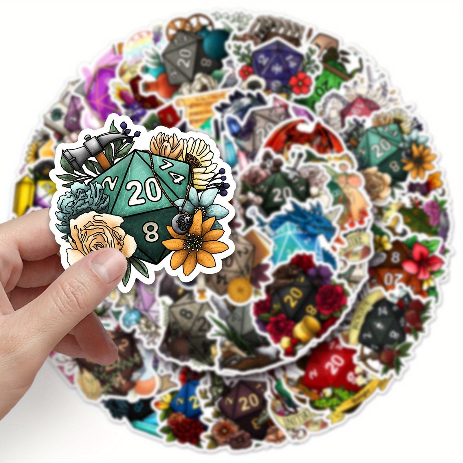 50 Vinyl Dice Themed Stickers Waterproof Cartoon Stickers