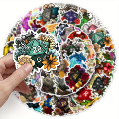 50 Vinyl Dice Themed Stickers Waterproof Cartoon Stickers