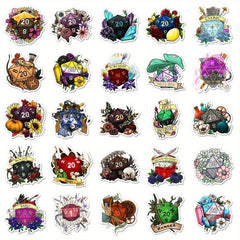 50 Vinyl Dice Themed Stickers Waterproof Cartoon Stickers