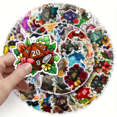 50 Vinyl Dice Themed Stickers Waterproof Cartoon Stickers