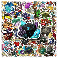 50 Vinyl Dice Themed Stickers Waterproof Cartoon Stickers