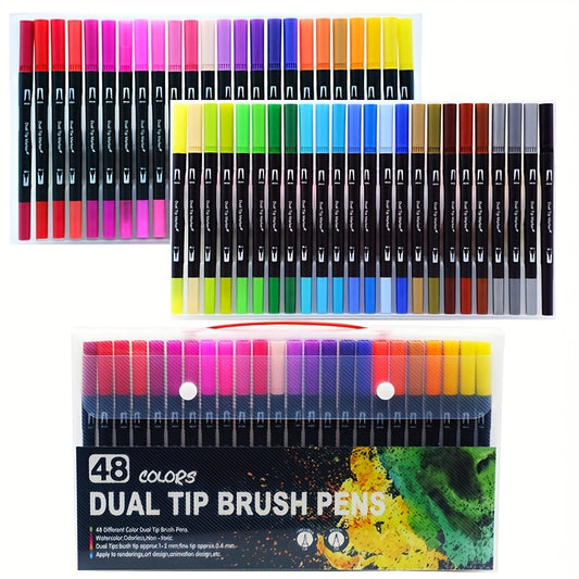 Watercolor Marker Set Dual Tip Brush Pens Fine Wide Non Toxic Ink