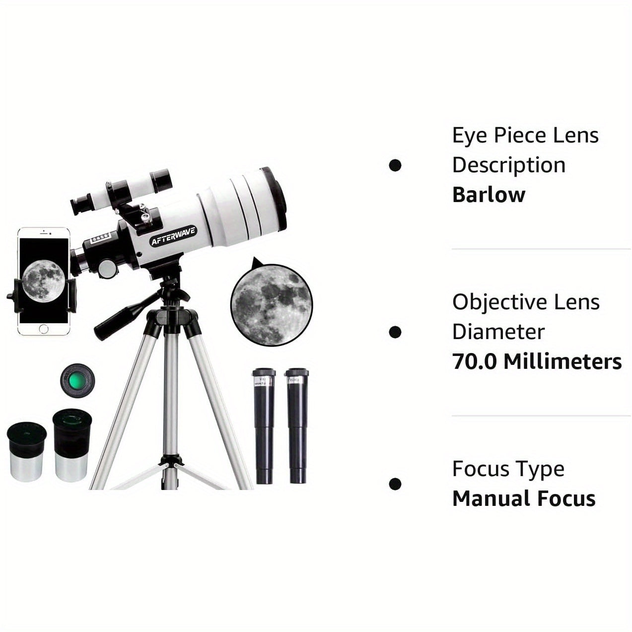 Afterwave HD Astronomical Telescope F30070 with Adjustable Tripod