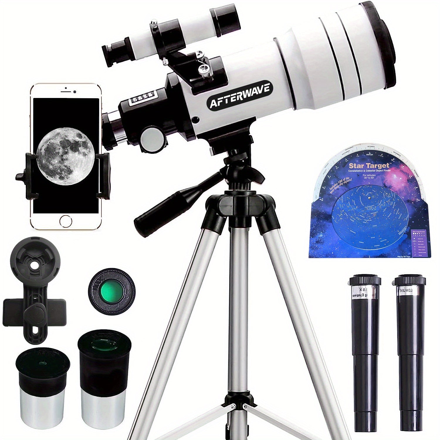 Afterwave HD Astronomical Telescope F30070 with Adjustable Tripod