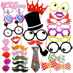 31pcs Birthday Photo Booth Props for Funny Posing Family Gathering