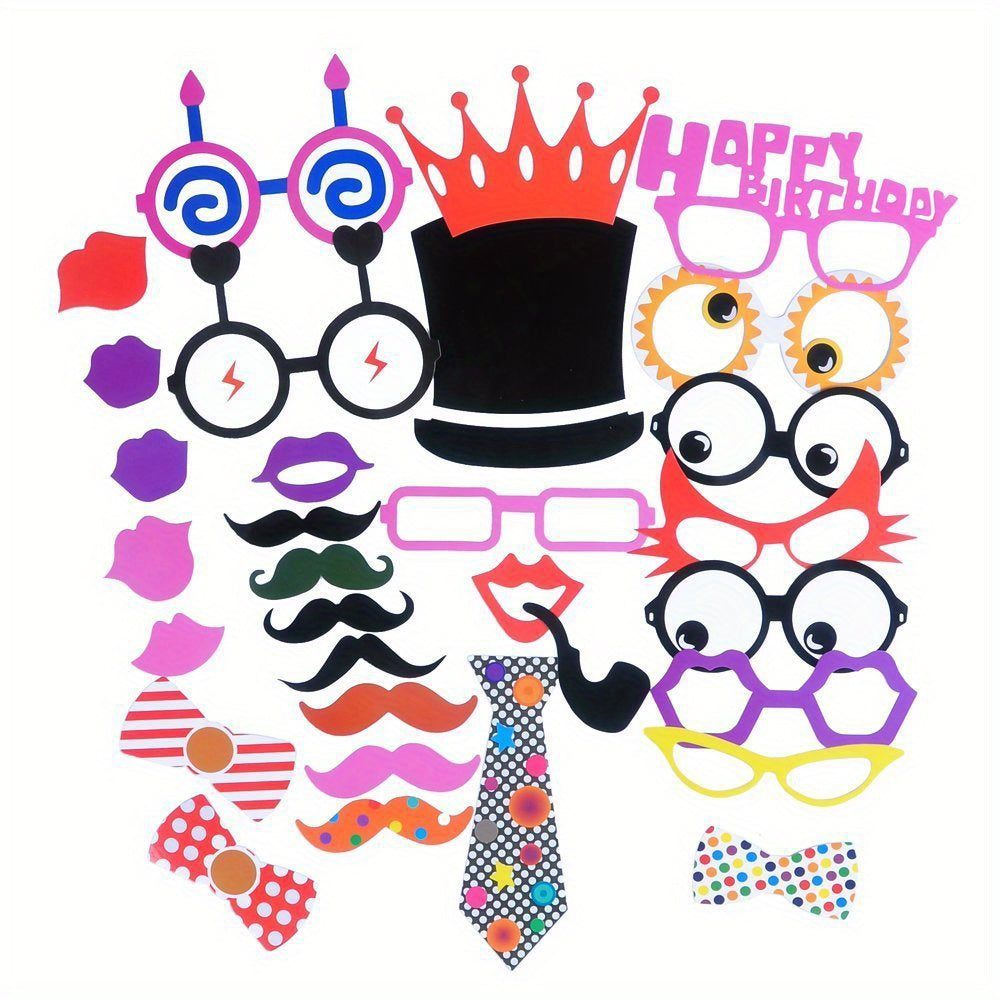 31pcs Birthday Photo Booth Props for Funny Posing Family Gathering