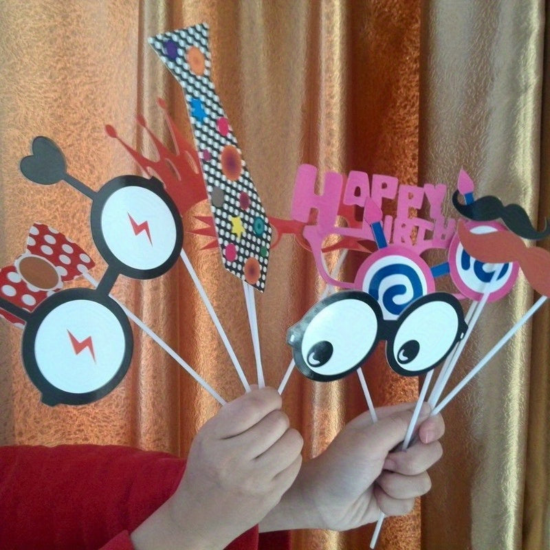 31pcs Birthday Photo Booth Props for Funny Posing Family Gathering