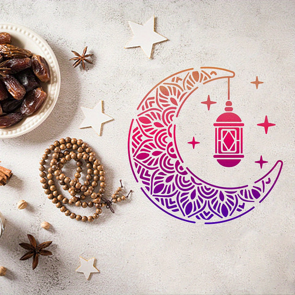 Ramadan & Eid Mubarak Moon Stencil Set 30x30cm DIY Scrapbooking Art Brush