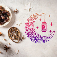 Ramadan & Eid Mubarak Moon Stencil Set 30x30cm DIY Scrapbooking Art Brush
