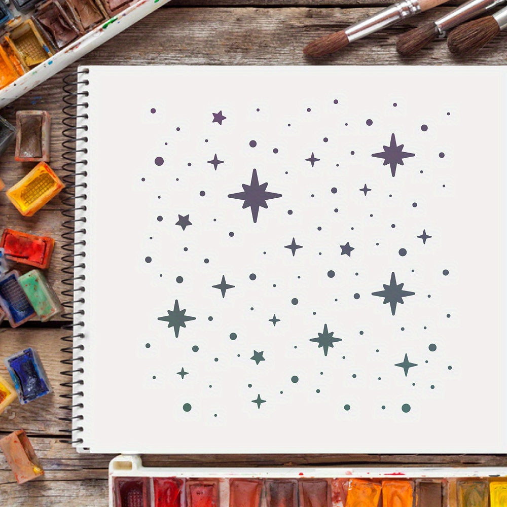 Star Pattern Painting Stencil 30x30cm Square Template for DIY Crafts