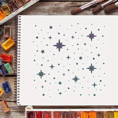 Star Pattern Painting Stencil 30x30cm Square Template for DIY Crafts