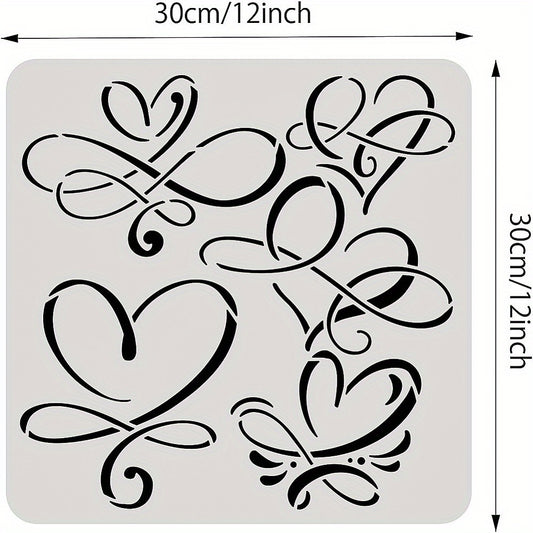 Heart Pattern Stencil 30x30 Durable PVC Painting Template Scrapbooking