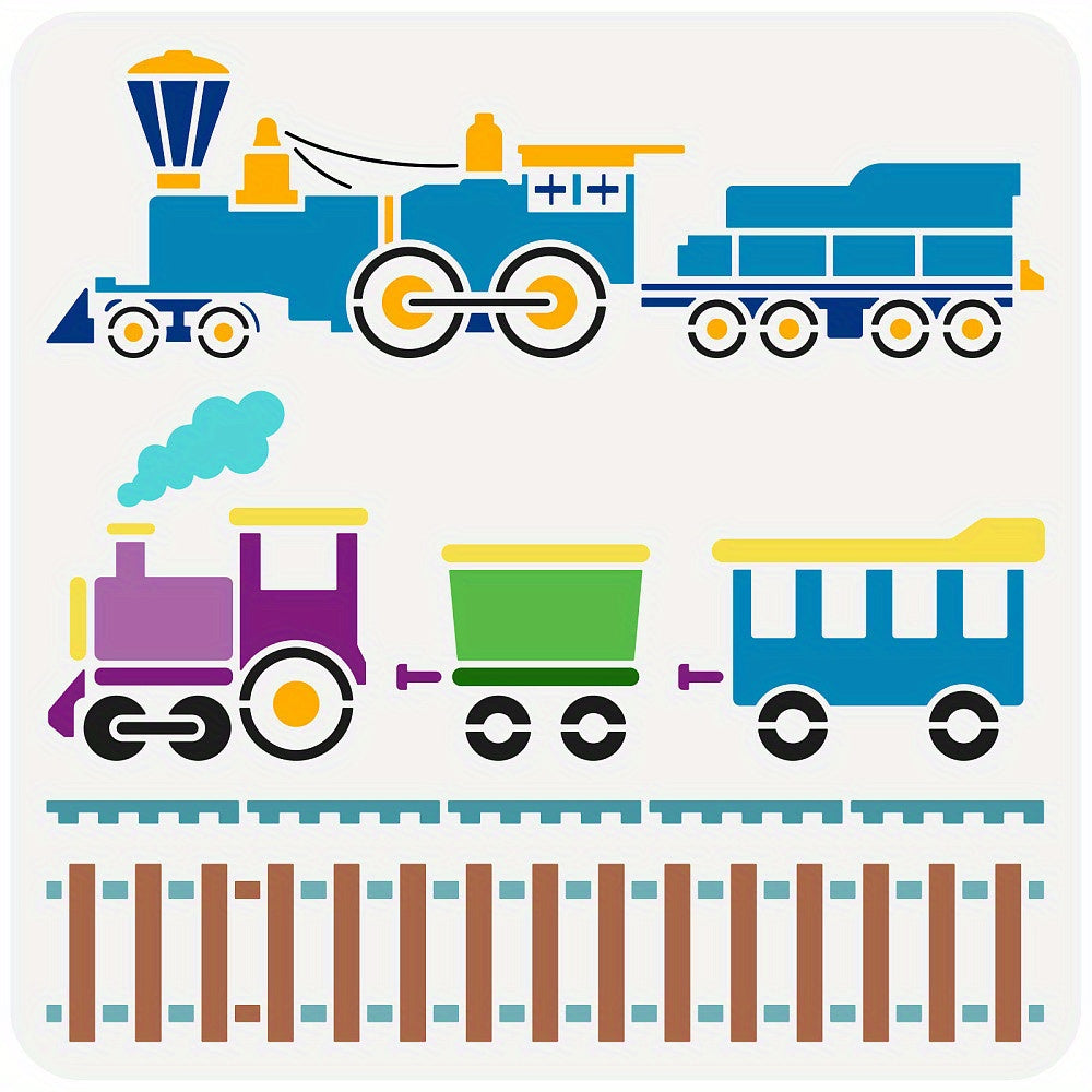 Train Graphics Stencil 30x30cm Reusable Train Engines Pattern Drawing Stencil