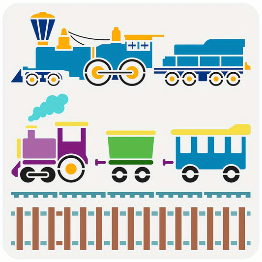 Train Graphics Stencil 30x30cm Reusable Train Engines Pattern Drawing Stencil