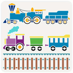 Train Graphics Stencil 30x30cm Reusable Train Engines Pattern Drawing Stencil